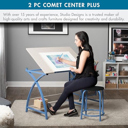 Adjustable Craft Table and Stool Set with Storage Drawers