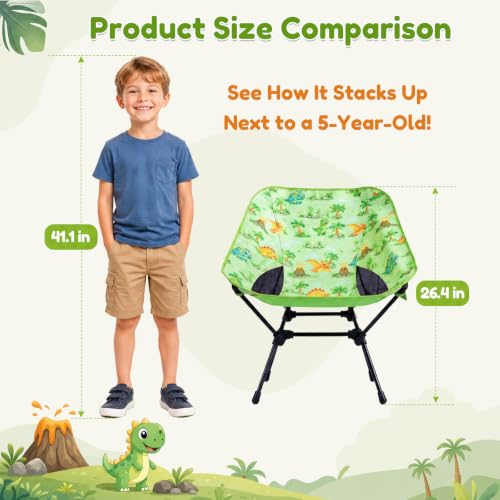 Kids Folding Camping Chair with Dinosaur Print and Carry Bag