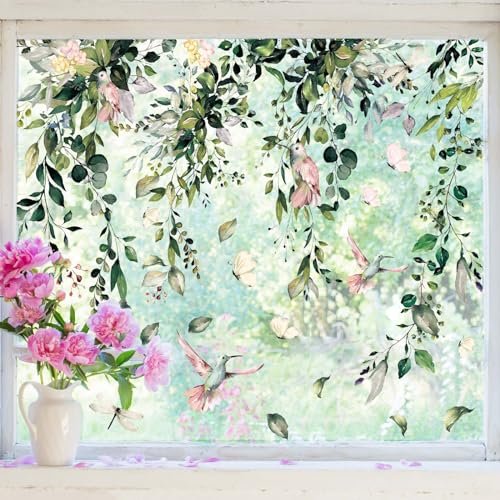 9 Sheets Summer Flower Window Clings - Reusable Floral Decals