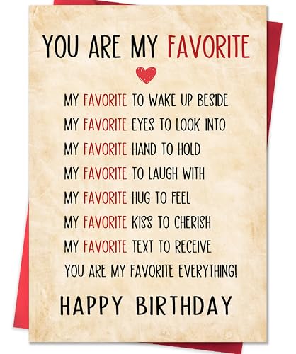 Romantic Birthday Card for Husband Wife - 8x5.3 Inch Linen Greeting Card