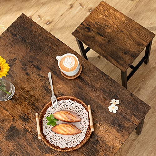 3-Piece Industrial Dining Table Set with Two Stools - Rustic Brown