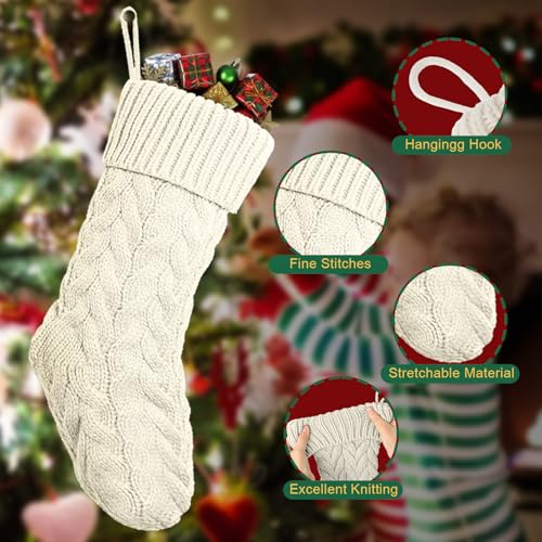 18-Pack Christmas Stockings Set - Large Knitted Holiday Decorations for Fireplace and Wall