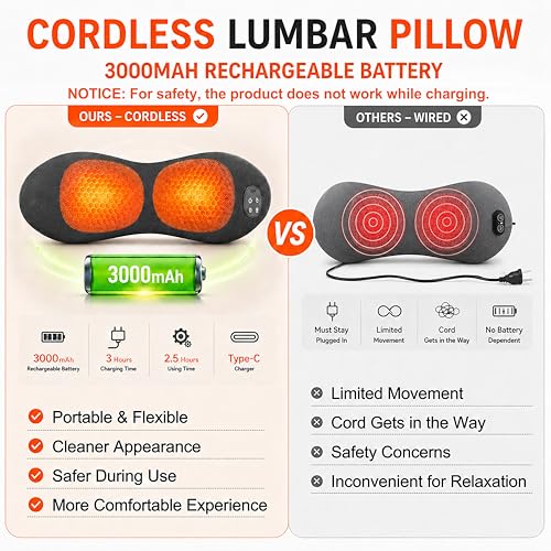 Cordless 3-in-1 Lumbar Support Massager with Heat & Stretch
