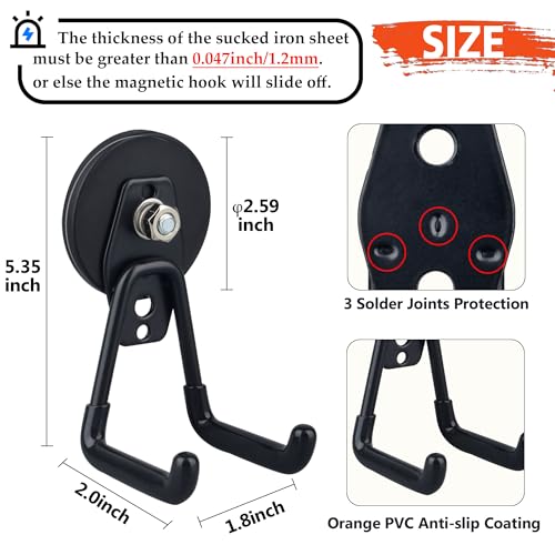 Heavy Duty Magnetic Garage Hooks 4 Pack Rubber Coated Tool Holders