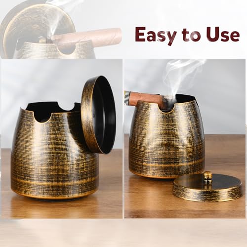 Large Windproof Cigar Ashtray with Lid for Patio and Home Decor