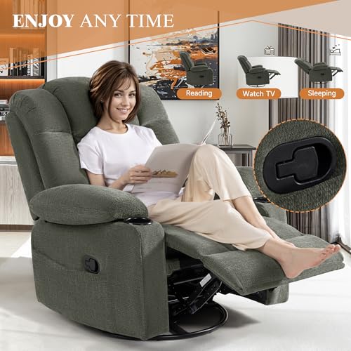 Swivel Rocking Recliner Chair with Massage, Heat, and Memory Foam
