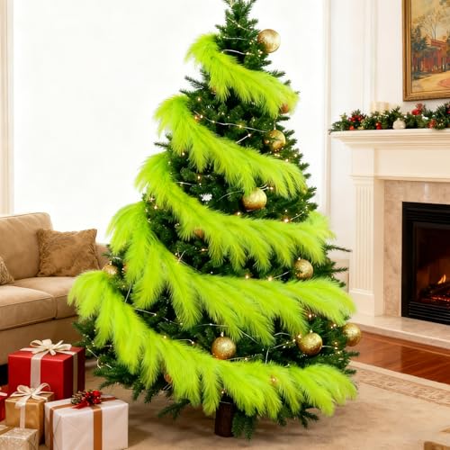 9 Ft Lime Green Pampas Grass Christmas Garland - Lemon Green 9ft Boho Wreath
