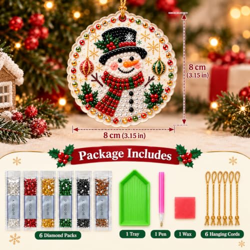 BRKYKGK 6Pcs Christmas Diamond Art Kit - Lace-Edge Kitten Ornaments with Hanging Twine (Style9)