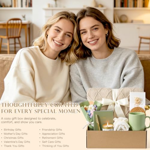 UAREHIBY Cozy Gift Box for Women – Self-Care Essentials with Blanket & Mug