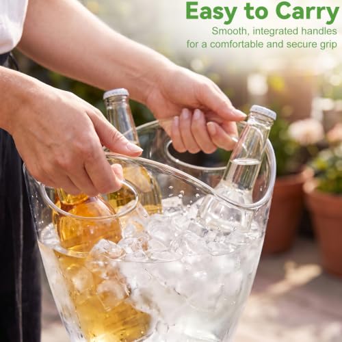 USUIT 4L Clear Plastic Ice Bucket - Pack of 2, Wine & Beer Chiller for Parties