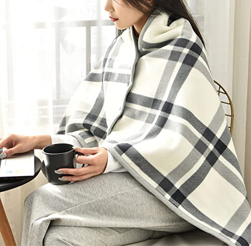 Wearable Fleece Blanket Shawl with Buttons - Warm Wrap Poncho for Travel