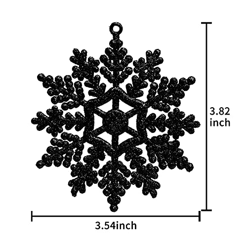Black Glitter Snowflake Ornaments 40pcs Halloween Christmas Hanging Decorations