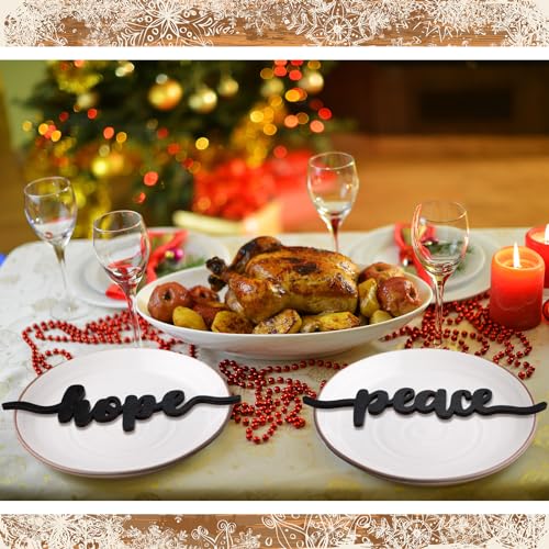 Jetec 12 Pcs Christmas Wooden Word Cutouts Hope Black Holiday Decor
