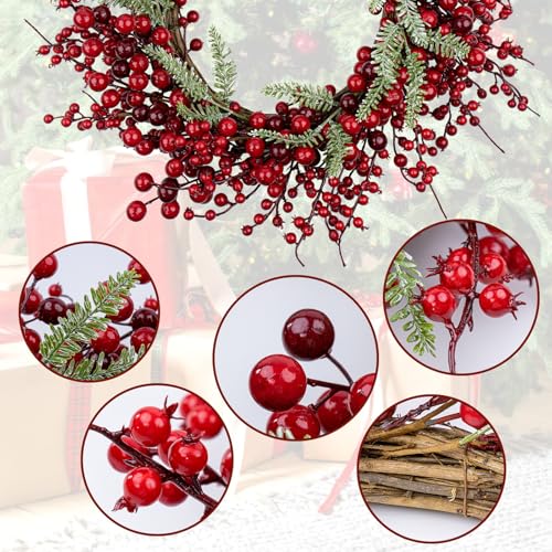 Yawwind Red Christmas Wreath 20 Inches Farmhouse Holiday Decor Front Door