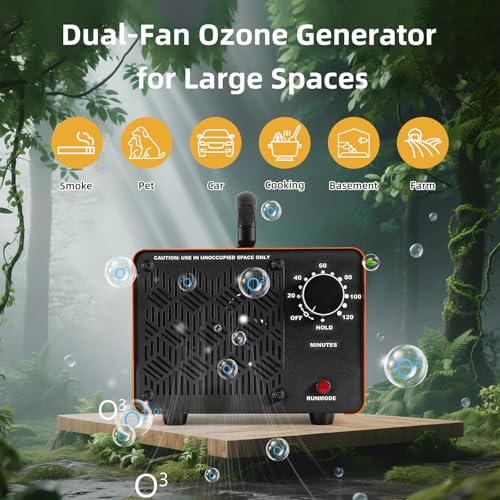Dual-Fan Ozone Machine Air Purifier High Capacity Odor Eliminator