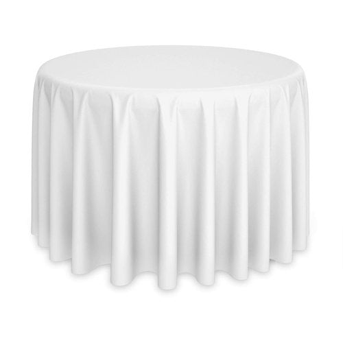 Lann's Linens - 120" Round Premium Tablecloth for Wedding/Banquet/Restaurant - Polyester Fabric Table Cloth - White