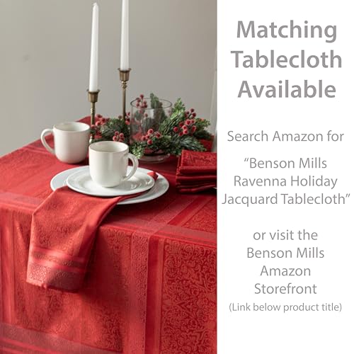 Benson Mills Ravenna Jacquard Red Napkin Set of 4 - 18x18 Inches