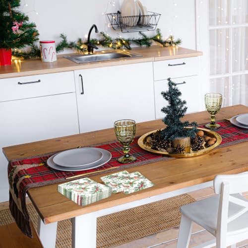 Christmas Bird and Holly Cocktail Napkins - Pack of 100 for Holiday Parties