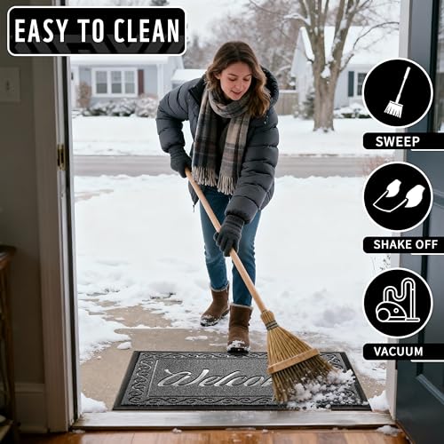 Heavy Duty Indoor Outdoor Door Mat - Non-Slip Entry Welcome Mat, 29.5x17"
