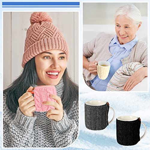 4 Pcs Reusable Knitted Coffee Mug Sleeves, Stretchy Wool Cup Cozy Set