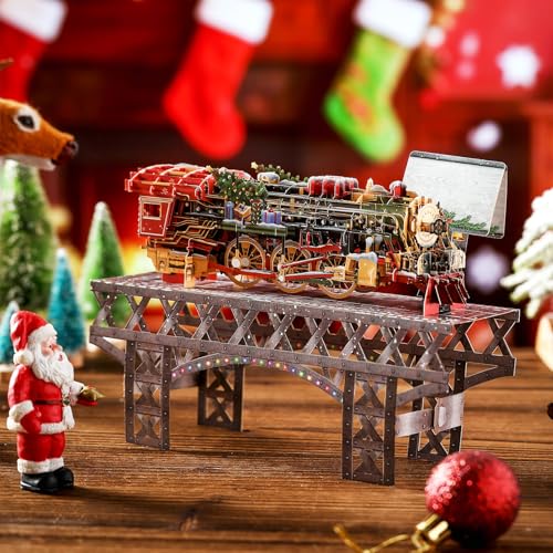 Teling Christmas Train Pop-up Card with Envelope - Vintage Steam Locomotive, Festive Keepsake, Model Rail Fan Gift - Christmas Train Variation