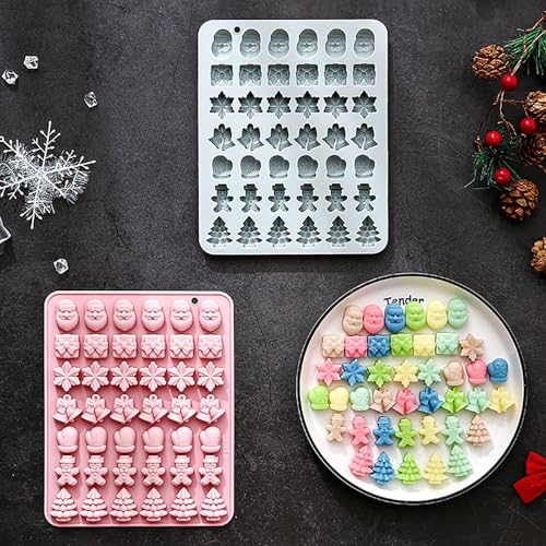 Christmas Mini Chocolate & Candy Molds 2Pcs Santa, Tree, Snowflakes, Gingerbread