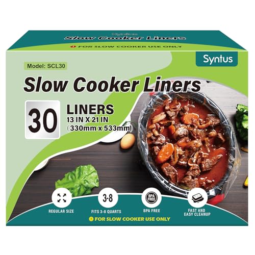 Disposable Slow Cooker Liners (30 Pack) - Fits 3 to 8 QT Pots, Leak-Proof