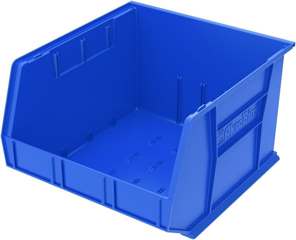 Akro-Mils Plastic Storage Bins - Space-Saving Stackable Organizers for Garage & Pantry | 18" x 16" x 11", Blue, 3-Pack