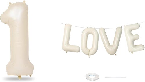 Love Balloons - 40 Inch Cream Number 1 Balloon for Wedding Anniversary Decorations