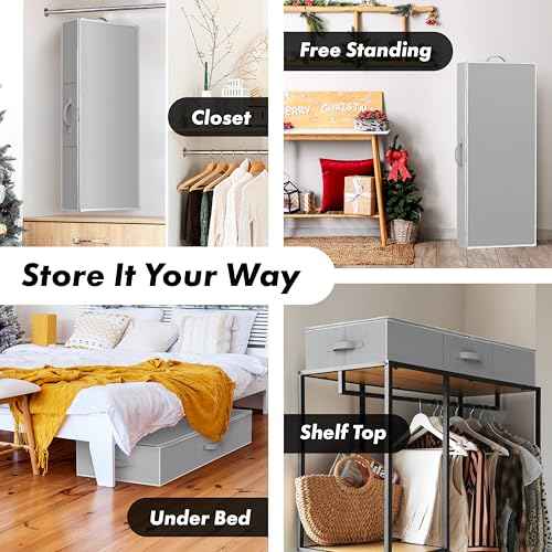 Wrapping Paper Storage Organizer Fits 40 Rolls with Pockets Gray