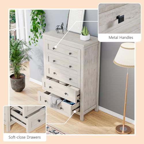 4-Piece Farmhouse Bedroom Furniture Set with Dressers and Charging Nightstands