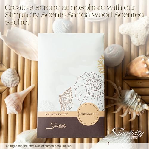 Sandalwood Scented Sachets for Closets and Drawers, 6-Pack Long-Lasting