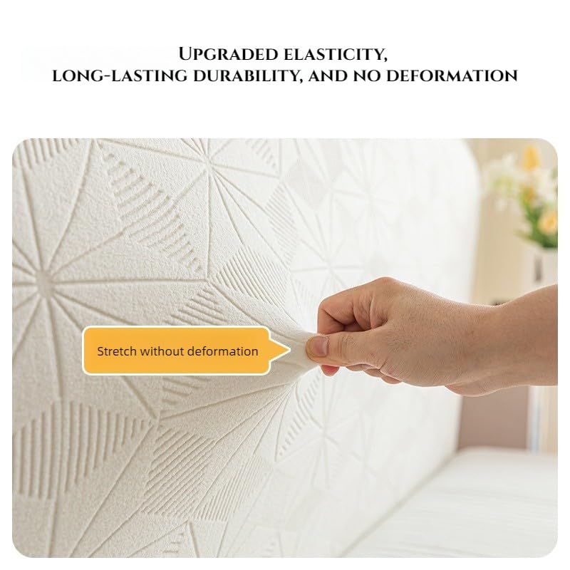 Stretch Bed Headboard Cover - Jacquard Dustproof Protector (47in, Khaki)