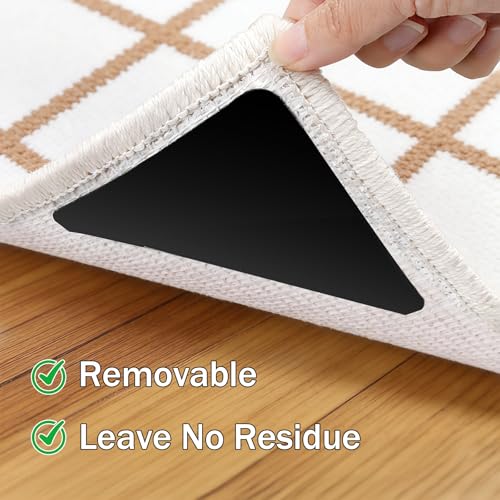 Non-Slip Rug Corner Grippers - Reusable Double-Sided Carpet Tape, 8 Pack