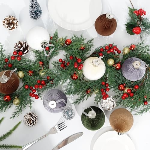 JOPHMO 12-Pack Velvet Christmas Ornaments 3.15in Brown – Shatterproof Ball Decor