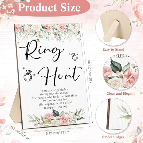 Bridal Shower Ring Hunt Game Set with Wooden Sign and 100 Plastic Rings