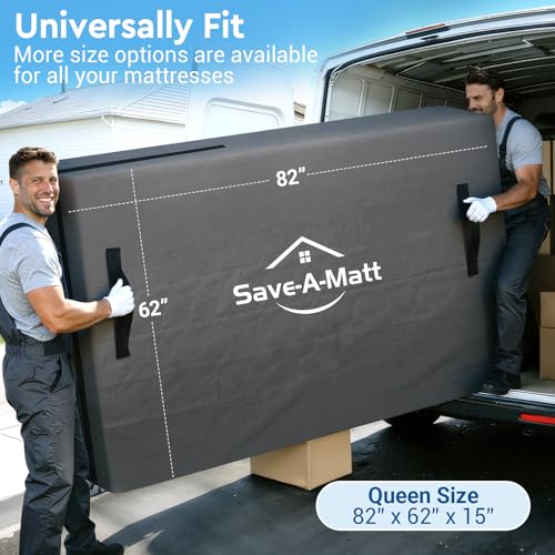 Queen Size Mattress Moving Bag - Heavy-Duty, Water-Resistant, Reusable with Zipper & Handles