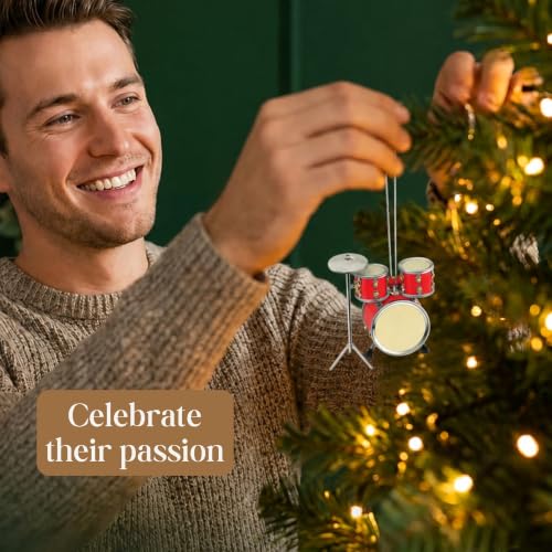 The Bridge Collection 3-Inch Red Wood Drum Set Ornament – Christmas Tree Decor