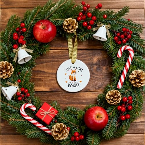 Mancheng-zi Fox Christmas Ornament - Ceramic Holiday Tree Decoration, Girl Who Loves Foxes