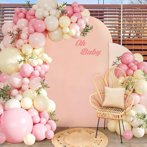 Pink and Yellow Balloon Arch Kit - 124Pcs Pastel Party Garland