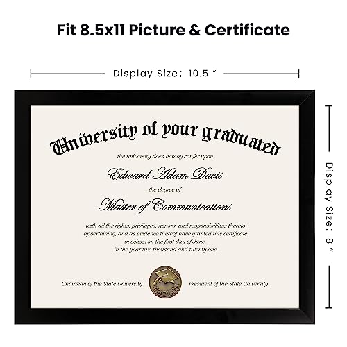 8.5x11 Glass Certificate Frame Set - 5 Pack Black Diploma & Document Display