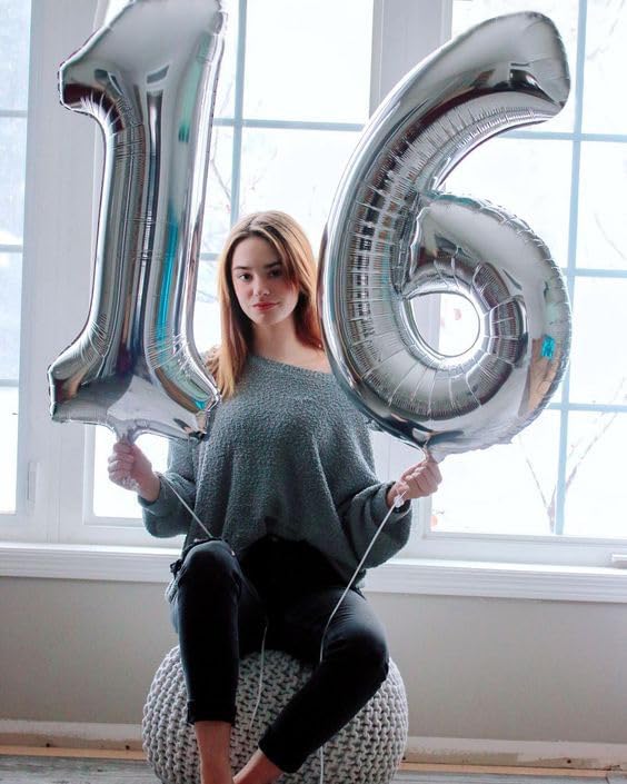 Silver Number 13 Balloon - 40 Inch Giant Foil Balloon for 13th Birthday Party Decorations