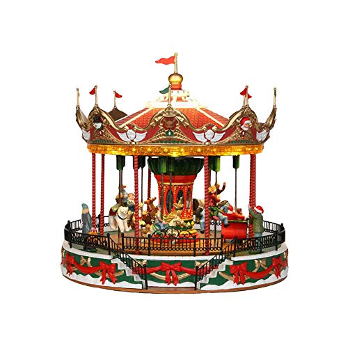 Santa Carousel Carnival Sights & Sounds Animated Christmas Village Decor