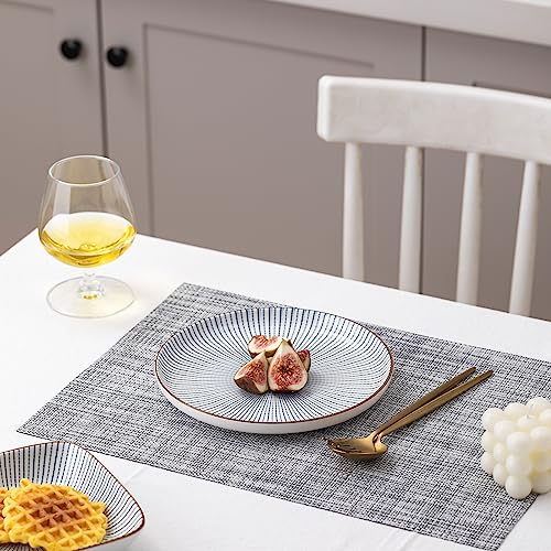 Woven Vinyl Placemats Set of 4 - Washable Indoor & Outdoor Dining Table Mats