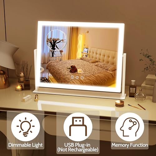 ROLOVE Lighted Makeup Mirror 16.3"x12.6", Hollywood Vanity with 10X