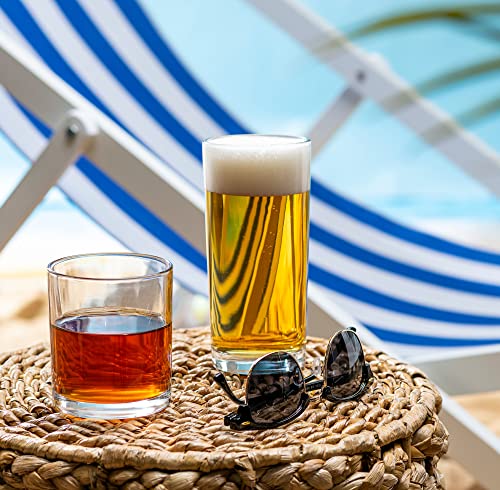 8-Piece Everyday Drinking Glass Set - 4 Tall Highball & 4 Short Rocks Cups
