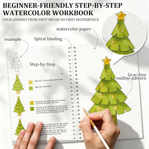 Apolyone Watercolor Workbook with Step-by-Step – Christmas Edition, 1