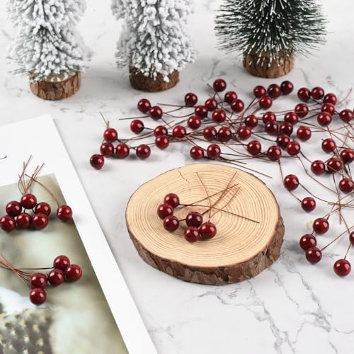 Mini Artificial Berries 200 pcs for Christmas Wreaths & Home Decor