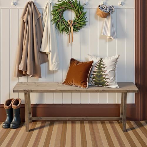 Rustic Solid Wood Farmhouse Entryway Bench - 47.2 Inch Indoor Seating