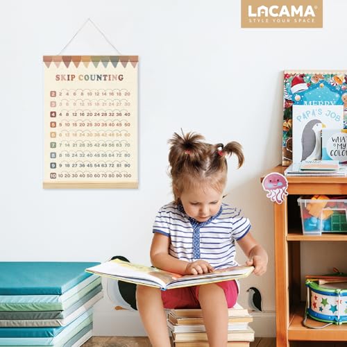 Lacama Multiplication & Skip Counting Math Poster with Wooden Hanger